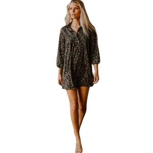 Greylin Faye‎ Pintucked black floral dress, extra small, Cottagecore, prariecore